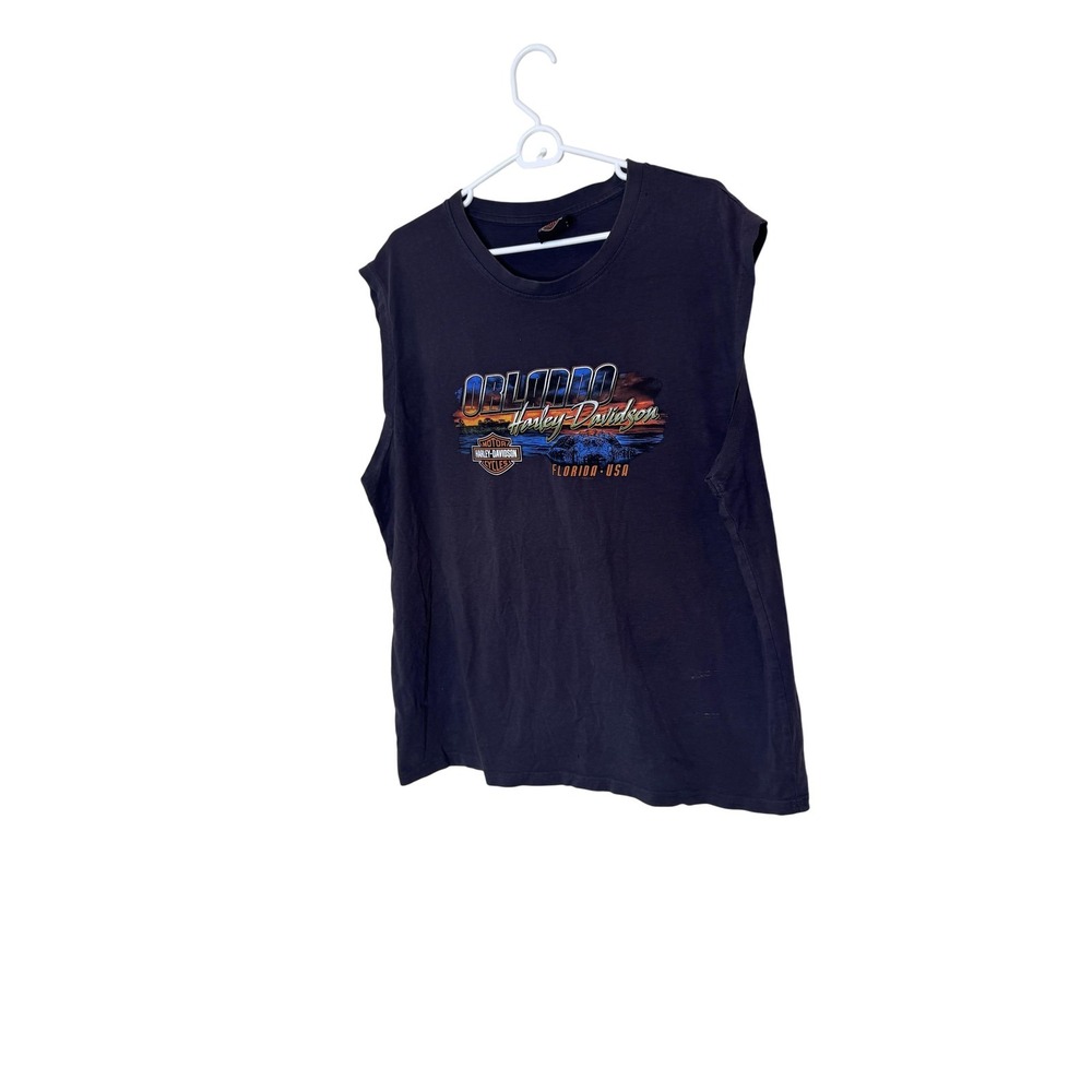 Harley-Davidson Shirt Mens 2XL Black Orlando Florida Alligator Graphic Tank‎